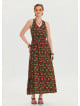 V Neck Slit Green Floral Dress 4643